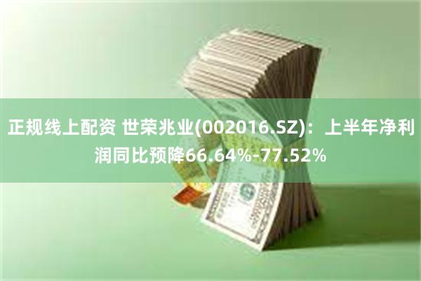 正规线上配资 世荣兆业(002016.SZ)：上半年净利润同比预降66.64%-77.52%