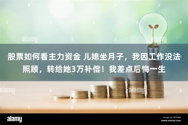 股票如何看主力资金 儿媳坐月子，我因工作没法照顾，转给她3万补偿！我差点后悔一生