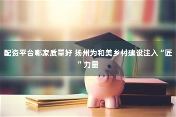 配资平台哪家质量好 扬州为和美乡村建设注入“匠”力量